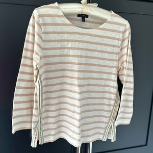 J Crew cotton top in classic boat stripe with a twist